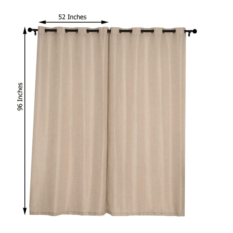 2 pcs 52"x96" Faux Linen Curtains with Chrome Grommets