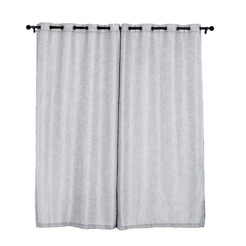 2 pcs 52"x96" Faux Linen Curtains with Chrome Grommets CUR_PANJUTE02_5296_SILV