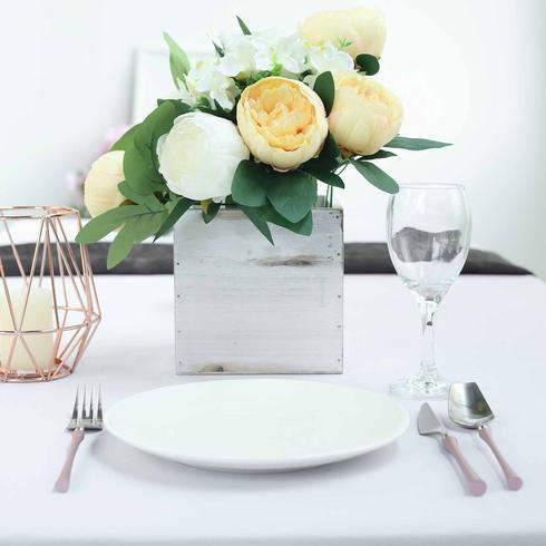 2 pcs 6" Natural Wood Square Plant Holder Boxes Centerpieces