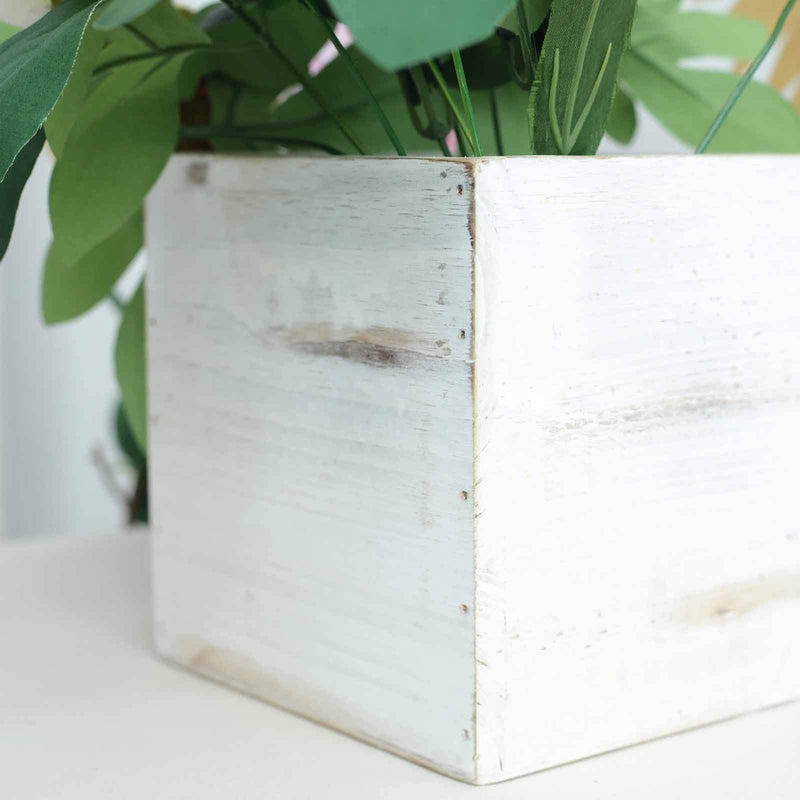 2 pcs 6" Natural Wood Square Plant Holder Boxes Centerpieces