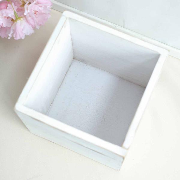 2 pcs 6" Natural Wood Square Plant Holder Boxes Centerpieces