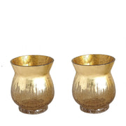 2 pcs 6" tall Crackle Glass Candle Holders Vases - Gold VASE_A27_6_GOLD