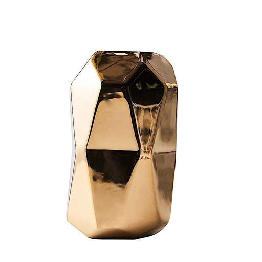 2 pcs 6" tall Geometric Cylinder Ceramic Vases - Gold VASE_A70_GOLD