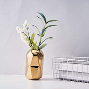 2 pcs 6" tall Geometric Cylinder Ceramic Vases - Gold VASE_A70_GOLD