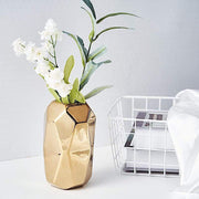 2 pcs 6" tall Geometric Cylinder Ceramic Vases - Gold VASE_A70_GOLD