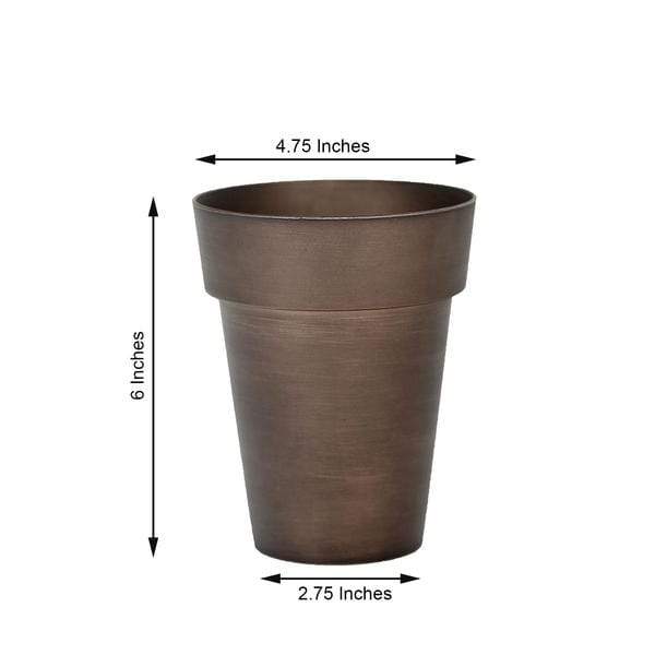 2 pcs 6" tall Metallic Round Plastic Flower Plant Pots