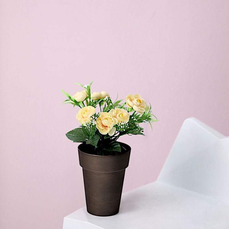 2 pcs 6" tall Metallic Round Plastic Flower Plant Pots