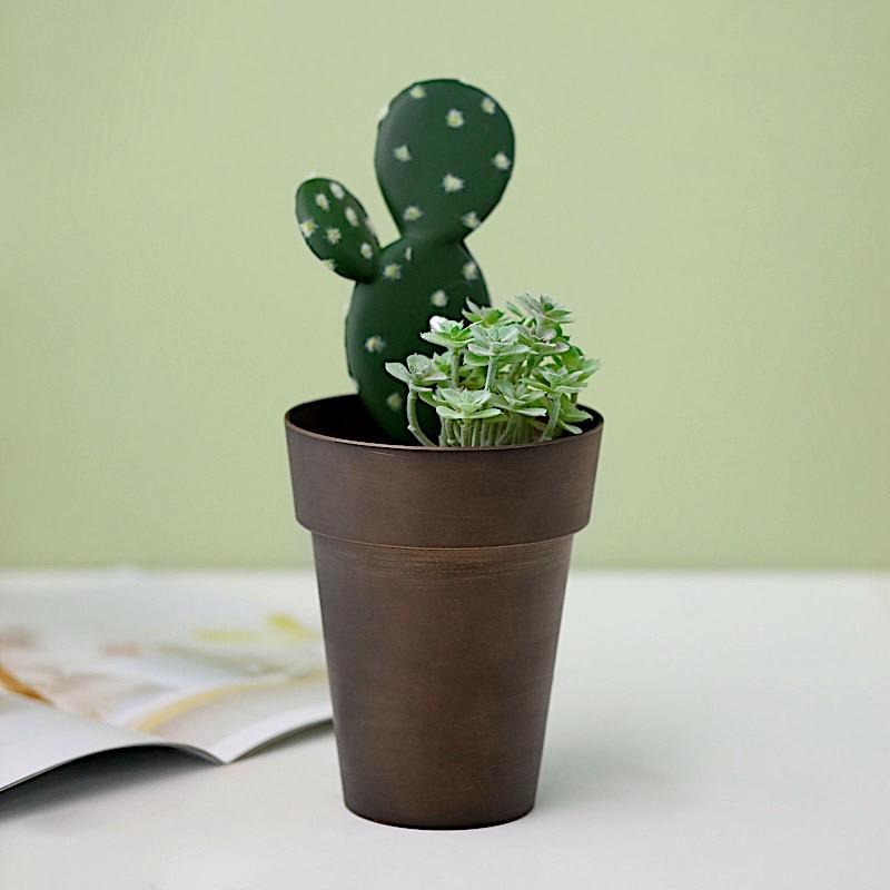 2 pcs 6" tall Metallic Round Plastic Flower Plant Pots