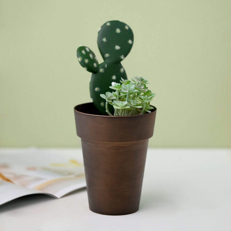 2 pcs 6" tall Metallic Round Plastic Flower Plant Pots