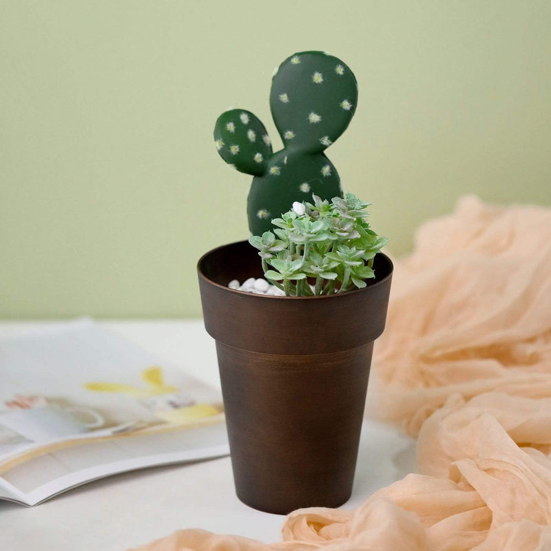 2 pcs 6" tall Metallic Round Plastic Flower Plant Pots