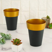 2 pcs 6" tall Metallic Round Plastic Flower Plant Pots