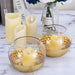 2 pcs 6" wide Glass Round Honeycomb Rim Vases - Clear with Gold VASE_A69_GOLD