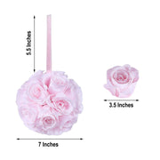 2 pcs 7" wide Silk Roses Kissing Balls