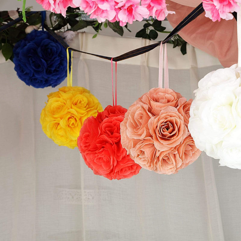 2 pcs 7" wide Silk Roses Kissing Balls