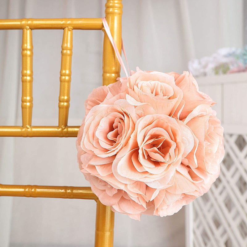 2 pcs 7" wide Silk Roses Kissing Balls