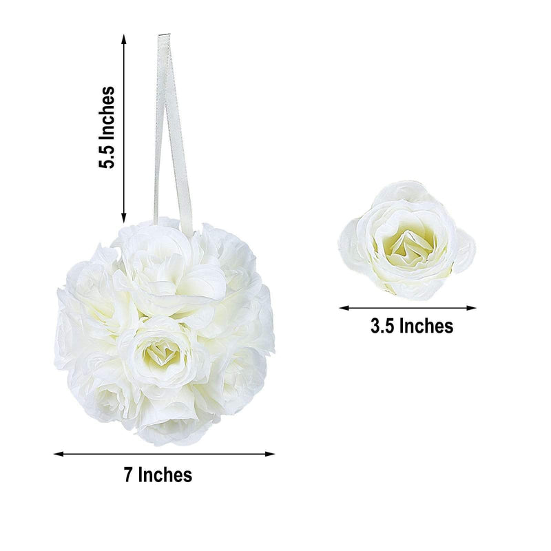 2 pcs 7" wide Silk Roses Kissing Balls