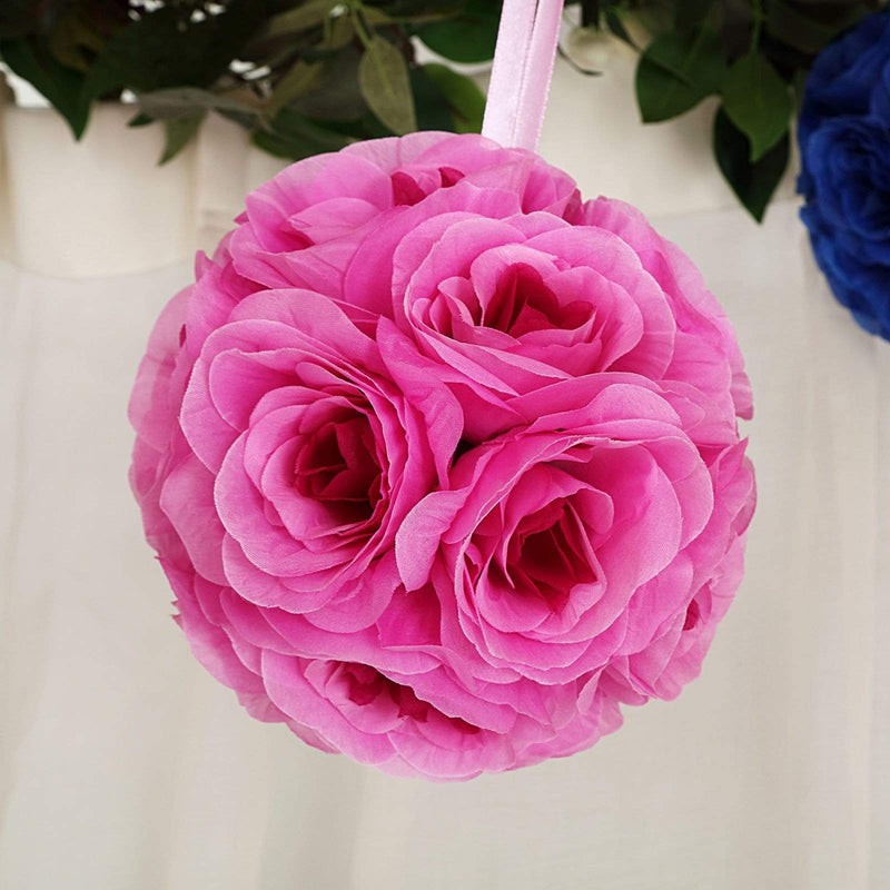 2 pcs 7" wide Silk Roses Kissing Balls