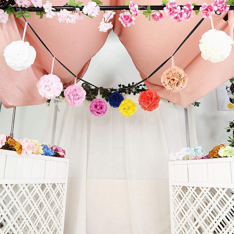 2 pcs 7" wide Silk Roses Kissing Balls