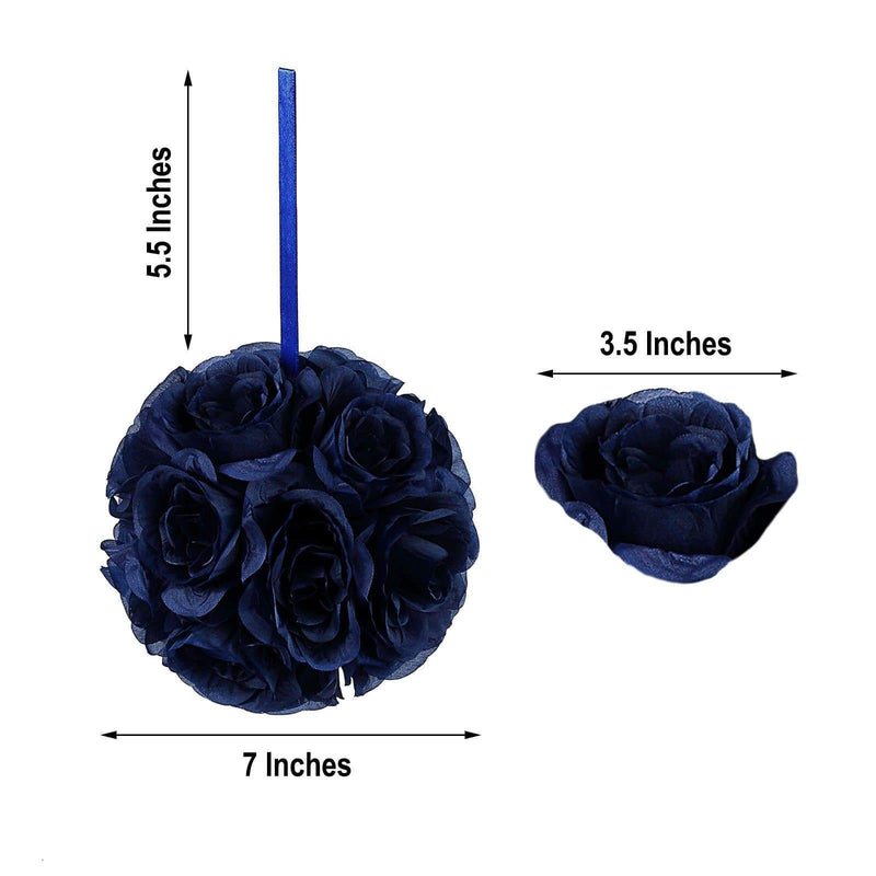 2 pcs 7" wide Silk Roses Kissing Balls
