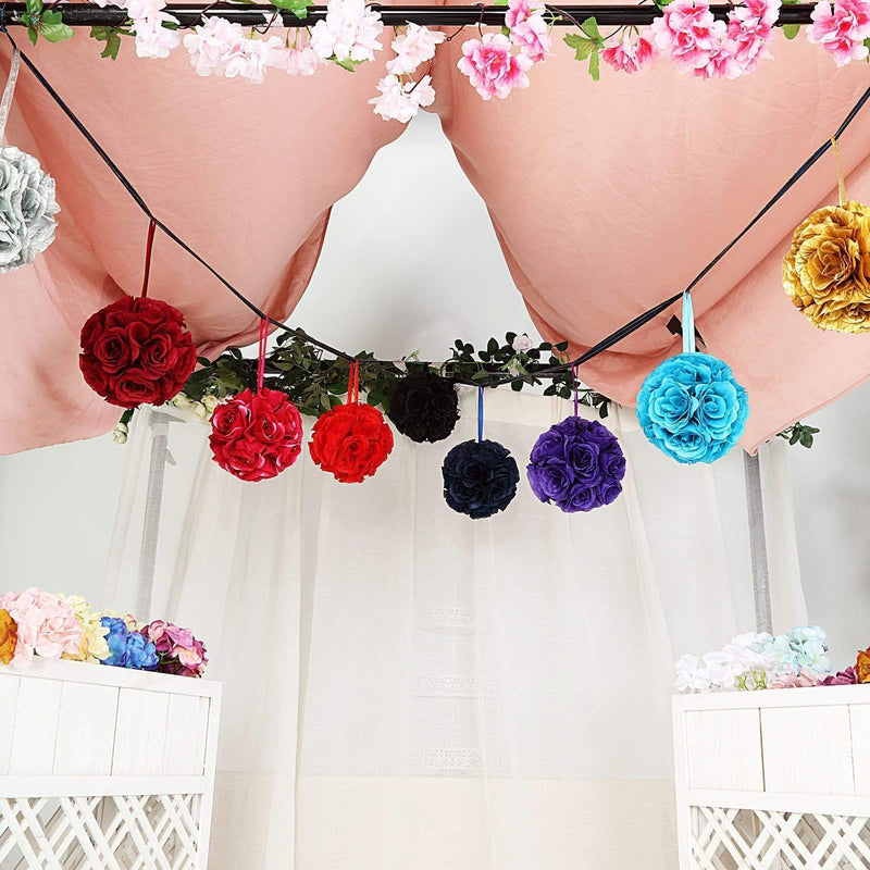 2 pcs 7" wide Silk Roses Kissing Balls