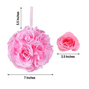 2 pcs 7" wide Silk Roses Kissing Balls