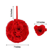 2 pcs 7" wide Silk Roses Kissing Balls