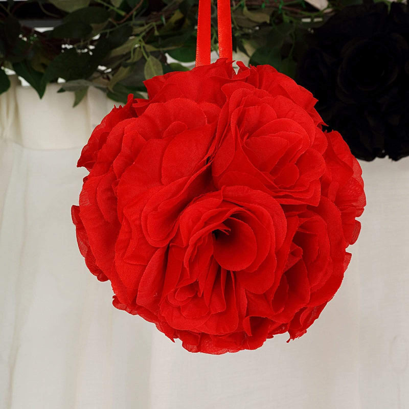 2 pcs 7" wide Silk Roses Kissing Balls
