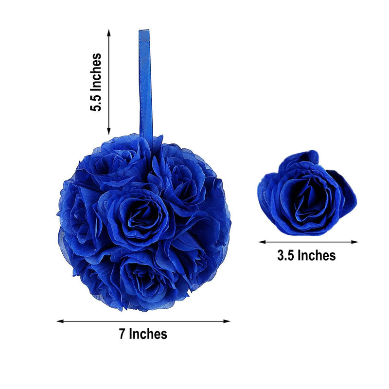 2 pcs 7" wide Silk Roses Kissing Balls