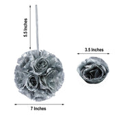 2 pcs 7" wide Silk Roses Kissing Balls