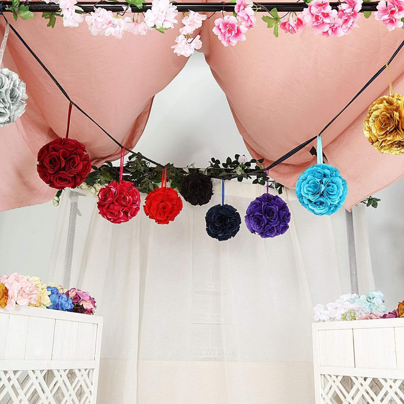 2 pcs 7" wide Silk Roses Kissing Balls