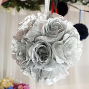 2 pcs 7" wide Silk Roses Kissing Balls