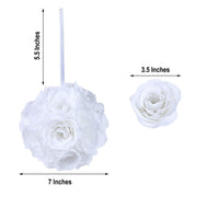 2 pcs 7" wide Silk Roses Kissing Balls