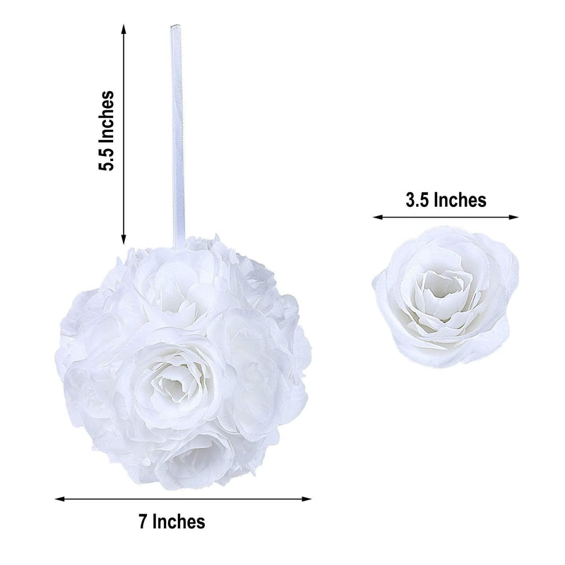 2 pcs 7" wide Silk Roses Kissing Balls