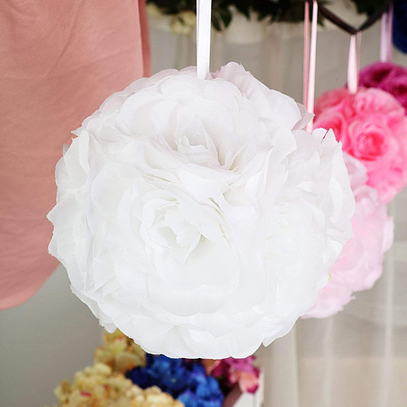 2 pcs 7" wide Silk Roses Kissing Balls