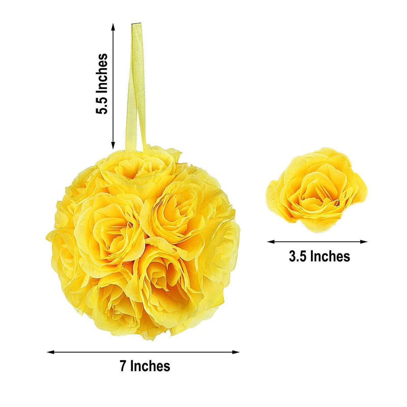 2 pcs 7" wide Silk Roses Kissing Balls