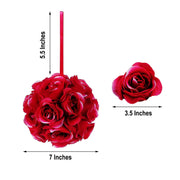 2 pcs 7" wide Silk Roses Kissing Balls