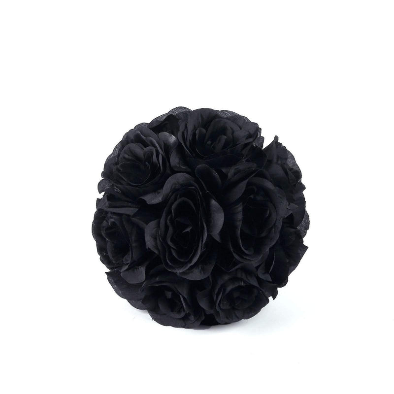 2 pcs 7" wide Silk Roses Kissing Balls ARTI_BALL_RS01_7_BLK
