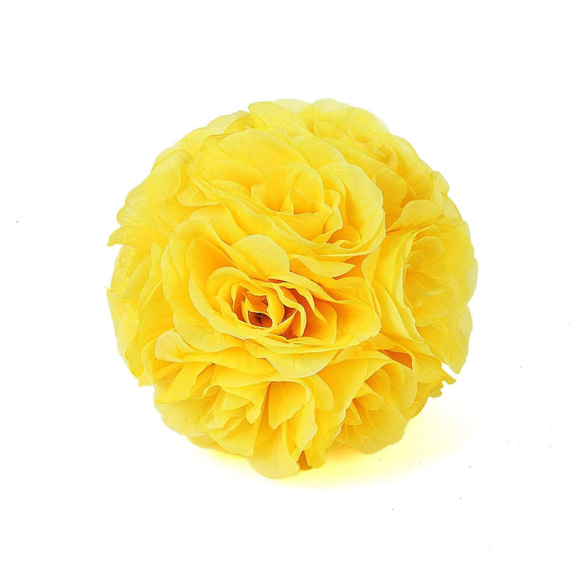 2 pcs 7" wide Silk Roses Kissing Balls ARTI_BALL_RS01_7_YEL
