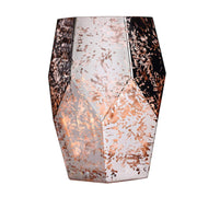 2 pcs 8" tall Mercury Glass Geometric Pentagon Candle Holders Vases - Silver with Rose Gold VASE_A55_8_054