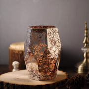 2 pcs 8" tall Mercury Glass Geometric Pentagon Candle Holders Vases - Silver with Rose Gold VASE_A55_8_054