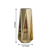 2 pcs 8" tall Mercury Glass Geometric Vases - Gold VASE_A58_8_GOLD