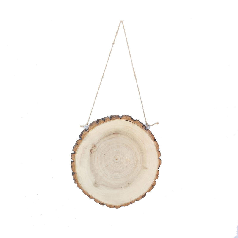 2 pcs 8" wide Round Natural Wood Plaques Hanging Signs - Brown WOD_SLCRND003_08x1