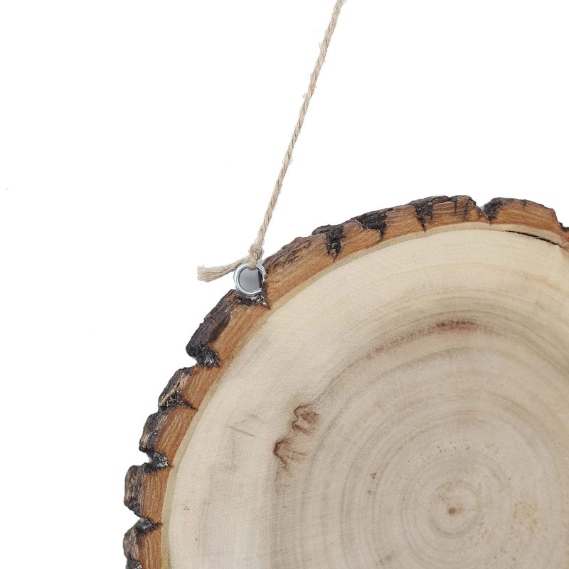 2 pcs 8" wide Round Natural Wood Plaques Hanging Signs - Brown WOD_SLCRND003_08x1