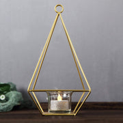 2 pcs 9.5" tall Geometric Candle Holders Metal Lanterns
