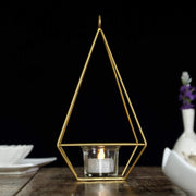 2 pcs 9.5" tall Geometric Candle Holders Metal Lanterns