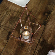 2 pcs 9.5" tall Geometric Candle Holders Metal Lanterns