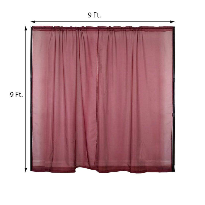 2 pcs 9 feet Sheer Organza Backdrops Curtains Drapes Panels - Burgundy CUR_PANORGZ04_52108_BURG