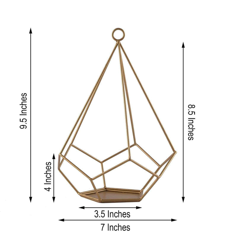 2 pcs 9" tall Geometric Pentagon Candle Holders Metal Lanterns