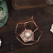 2 pcs 9" tall Geometric Pentagon Candle Holders Metal Lanterns