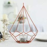 2 pcs 9" tall Geometric Pentagon Candle Holders Metal Lanterns